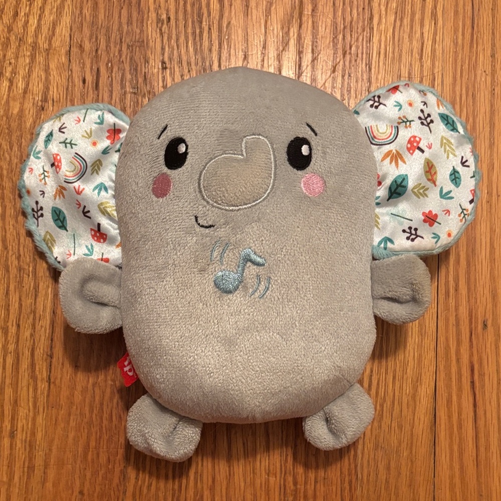 Cute Gray Elephant Plush with Patterned Ears